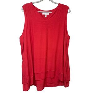 Cristina B XXL Orange Red Sleeveless V Neck Layered Casual Tank‎ Top Blouse
